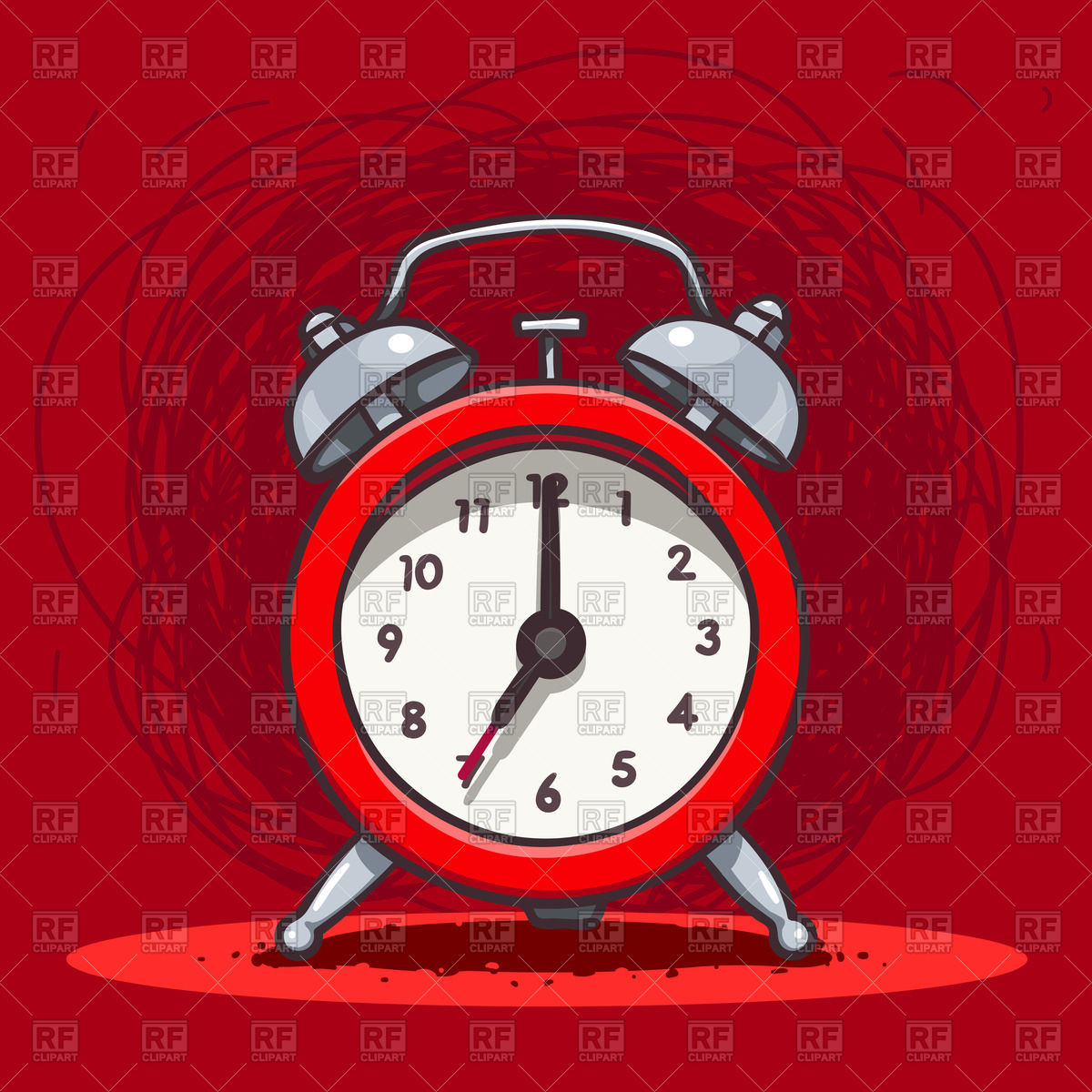 1200x1200 Hand Drawn Red Ringing Vintage Alarm Clock Vector Image Of Objects