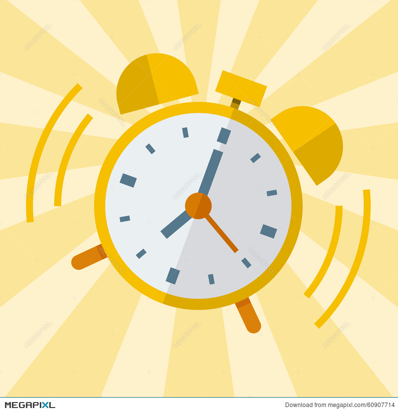 800x830 Wake Up Alarm Clock, Vector Flat Design Illustration