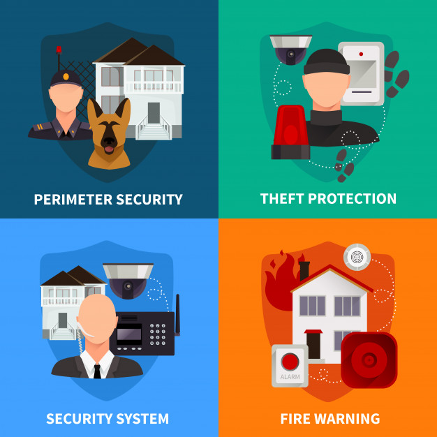 626x626 Home Security Set Of Theft Protection Fire Warning