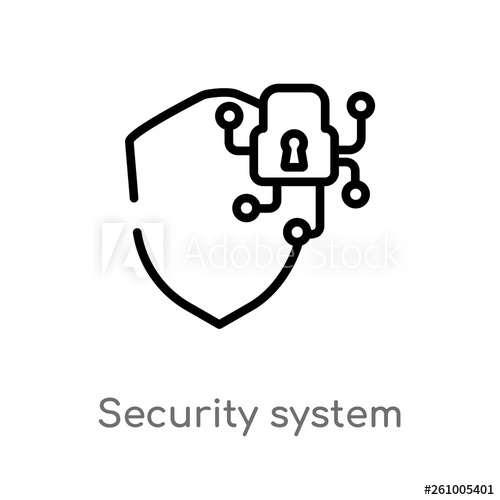 500x500 Outline Security System Vector Icon Isolated Black Simple Line