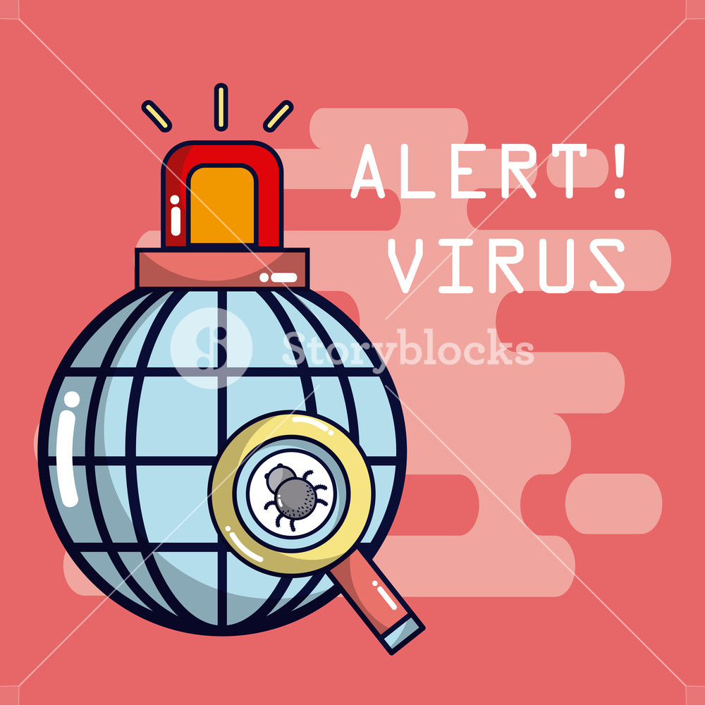 1000x1000 Alert Internet Virus Security System Vector Illustration Graphic