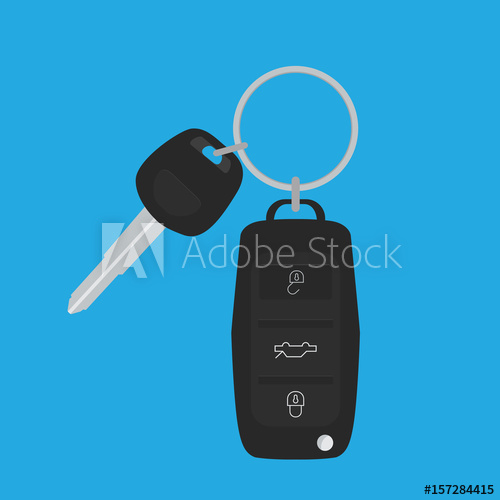500x500 Car Key And Of The Alarm System Vector Illustration In Flat Style