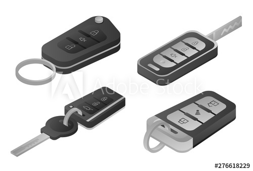 500x339 Car Alarm System Icons Set Isometric Set Of Car Alarm System