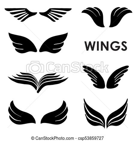 450x470 Vector, Siluetas, Conjunto, Seis, Alas Conjunto, Logotipos