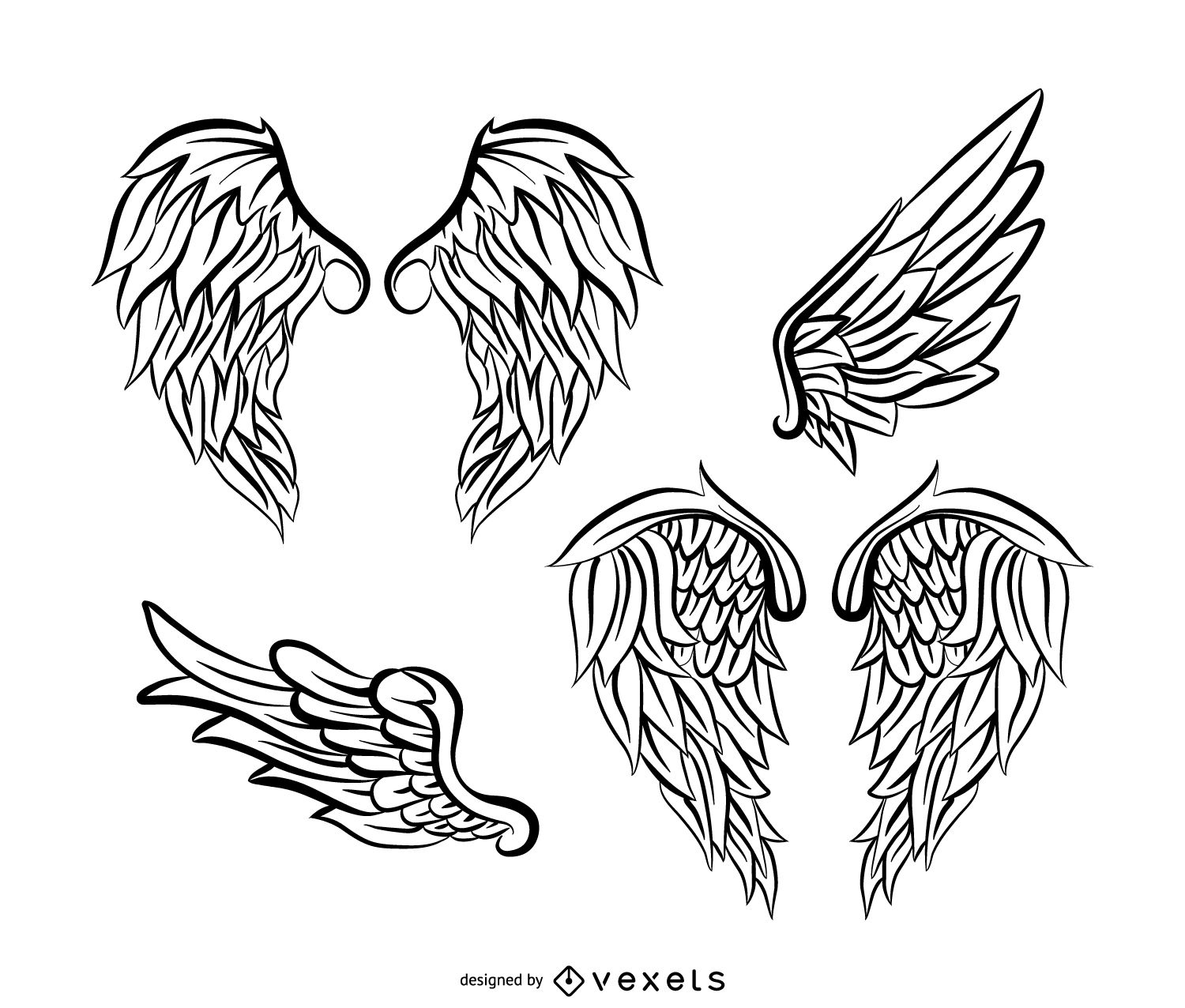 1500x1276 Angel Wings Illustration Pack With Feathers