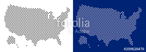500x179 Pixel Usa With Alaska Map Vector Geographic Map On White And Blue