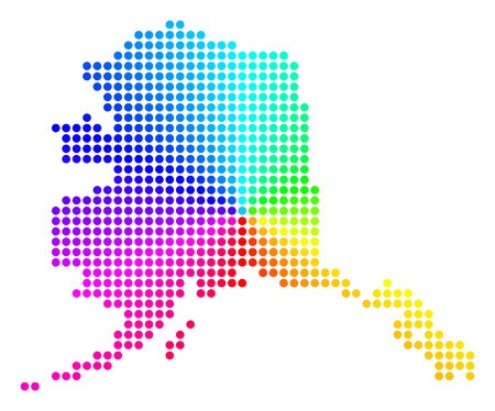 450x374 Spectrum Dot Alaska Map Vector Geographic Map In Bright Rainbow