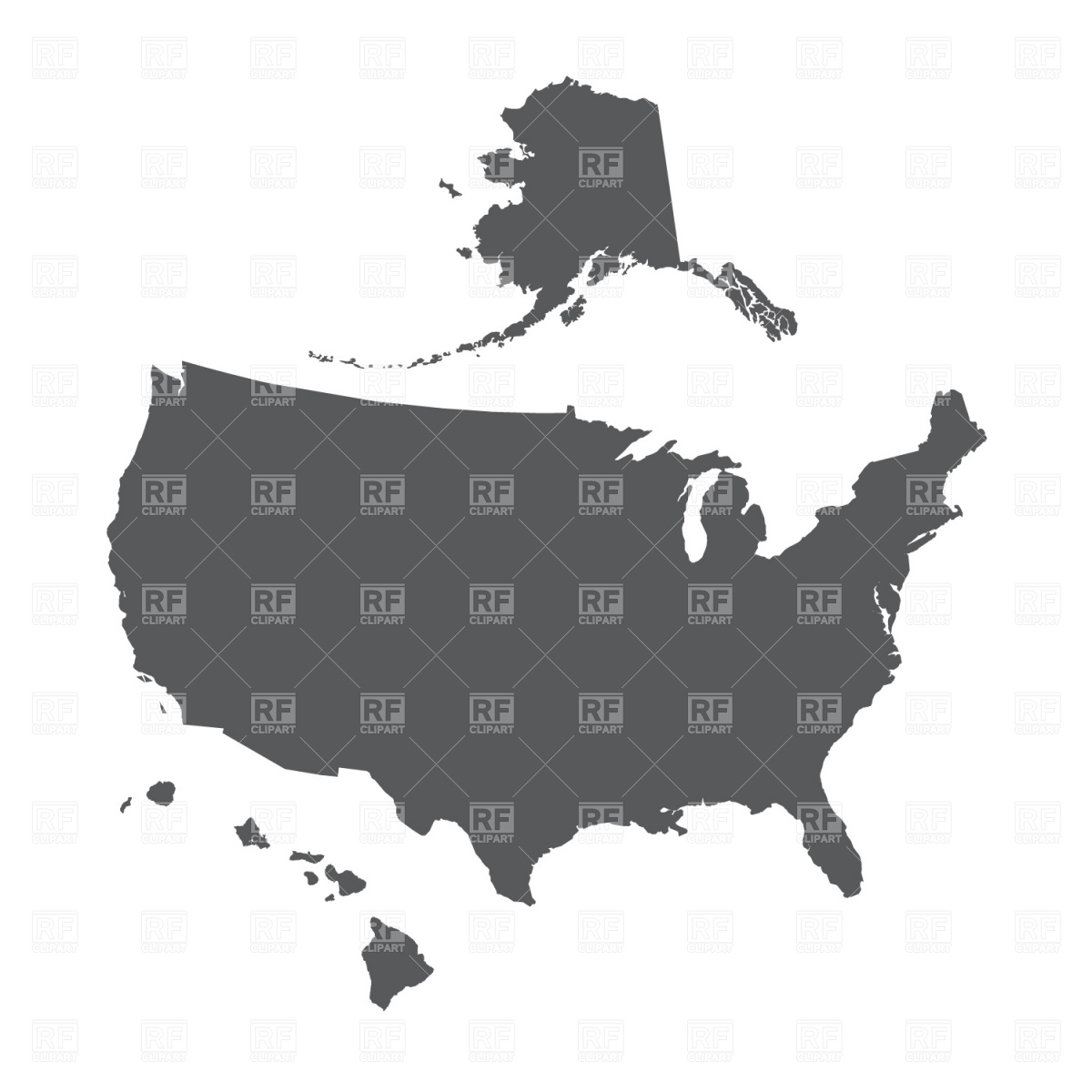 1200x1200 Usa Map Outline With Alaska And Hawaii Vector Image Of Signs