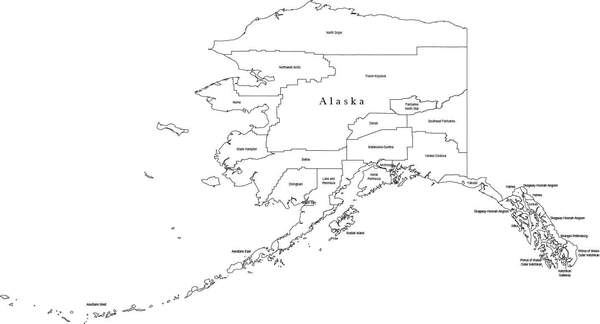 Black White Alaska Digital Map With Counties 600x324 Black White Alaska Digital Map With Counties