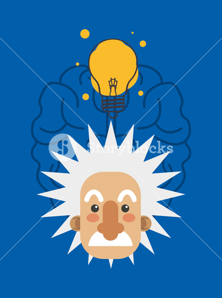 Albert Einstein And Bran Image Vector Illustration Design 746x1000 Albert Einstein And Bran Image Vector Illustration Design