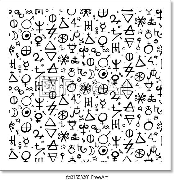 561x581 Free Art Print Of Pattern With Alchemy Symbols Vector Geometric