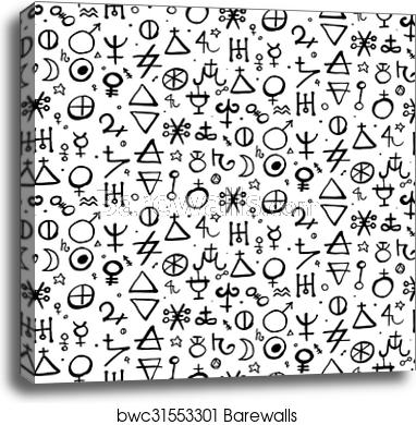 382x390 Pattern With Alchemy Symbols, Canvas Print Barewalls Posters
