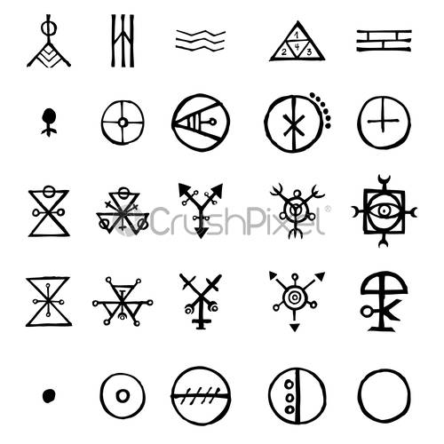 500x500 Set Of Alchemical Symbols Isolated On White Background Hand Drawn