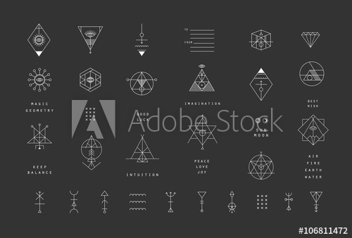 500x338 Set Of Vector Trendy Geometric Icons Alchemy Symbols Collection