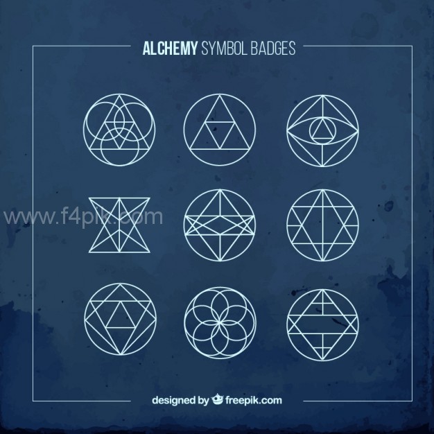 626x626 Vector Blue Alchemy Symbols Badges Free Download
