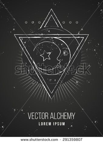 340x470 Vector Geometric Alchemy Symbol With Eye, Moon, Shapes Abstract