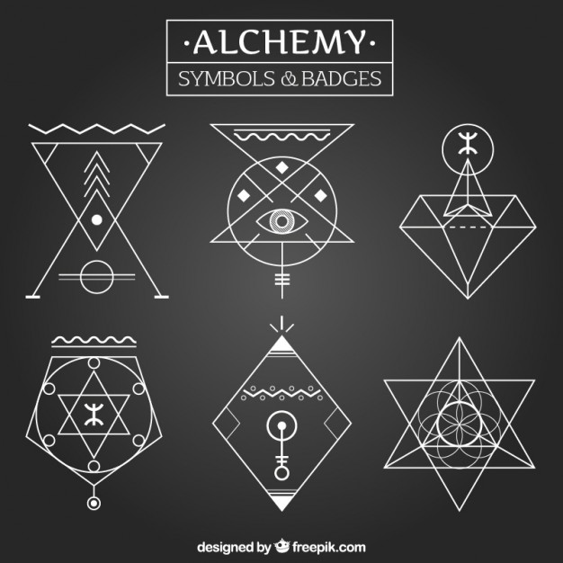 626x626 Alchemy Symbols And Badges In Linear Style Vector Free Download