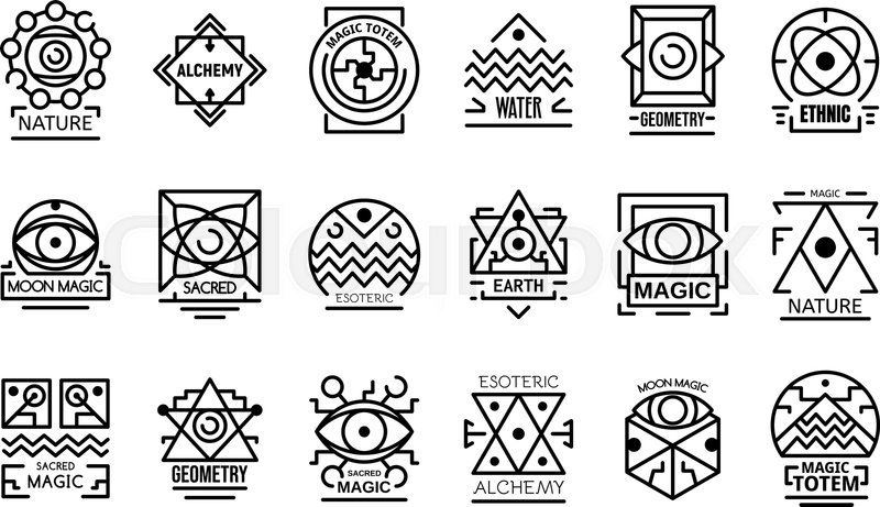 800x461 Geometric Alchemy Icons Set Outline Stock Vector Colourbox