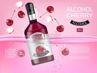 324x244 Cherry Liquor Bottle Vector Realistic Mock Up Product Placement
