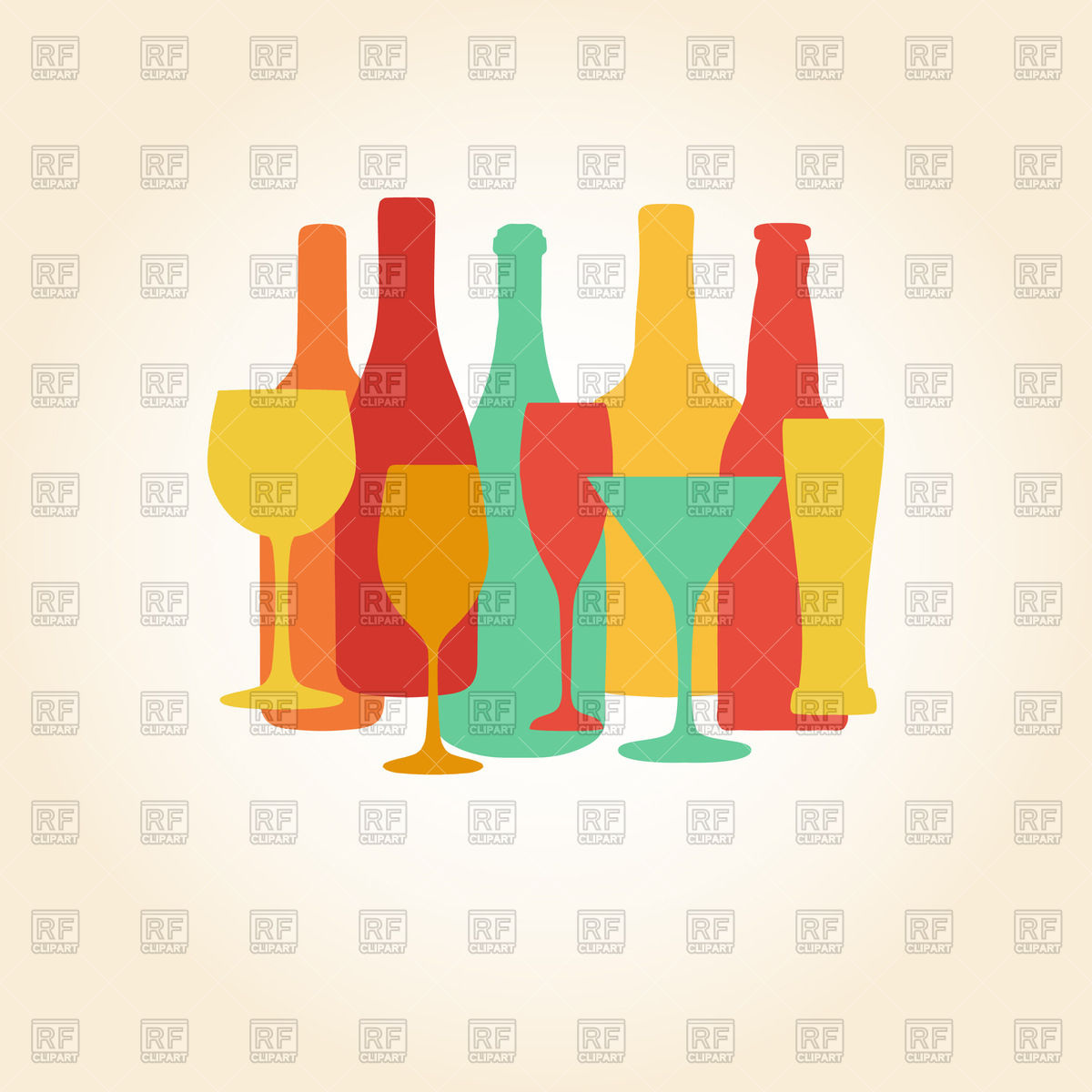 1200x1200 Silhouettes Of Alcohol Bottles And Glasses Vector Image Of Food