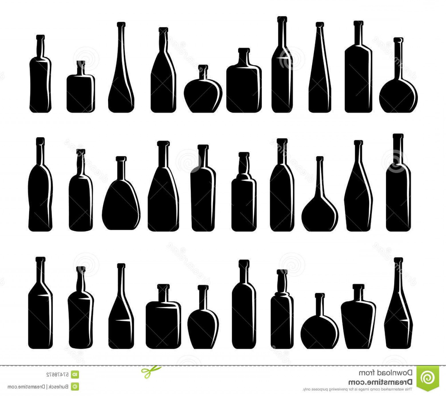 1560x1384 Stock Illustration Wine Beer Bottles Silhouettes Alcohol Glass