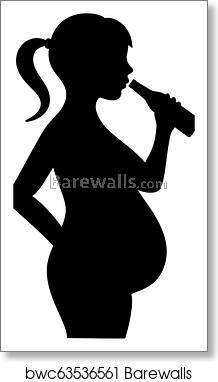 218x382 Pregnant Girl Drinking Alcohol Vector Icon, Art Print Barewalls