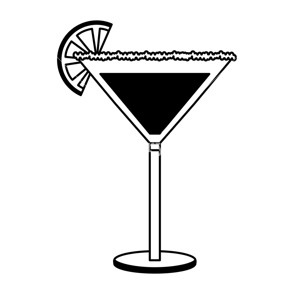 1000x1000 Cocktail Glass Drink Alcohol Salt Orange Slice Vector Illustration