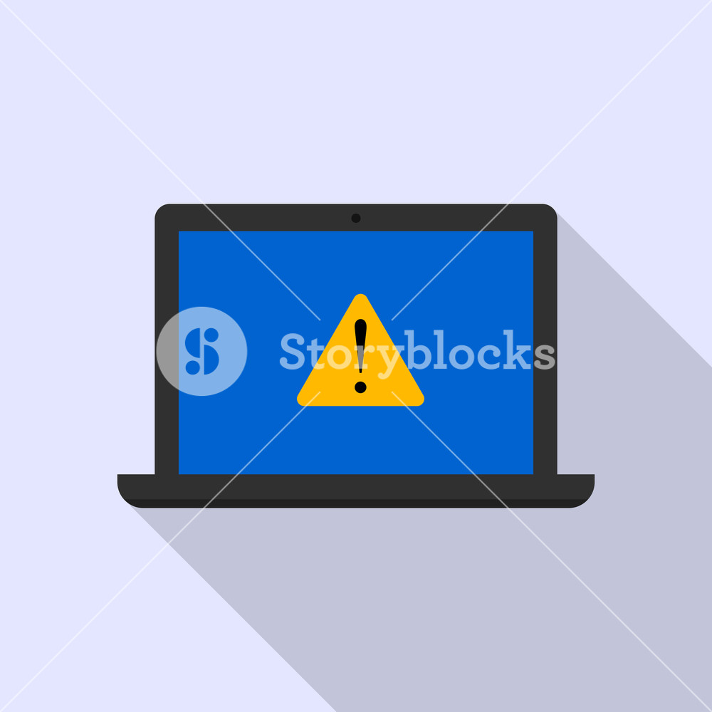 1000x1000 Laptop Security Alert Icon Flat Illustration Of Laptop Security