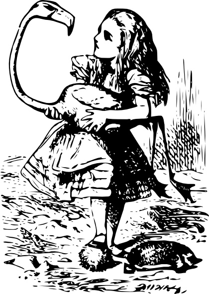 420x591 Alice In Wonderland Alice With A Flamingo Clip Art Free Vector