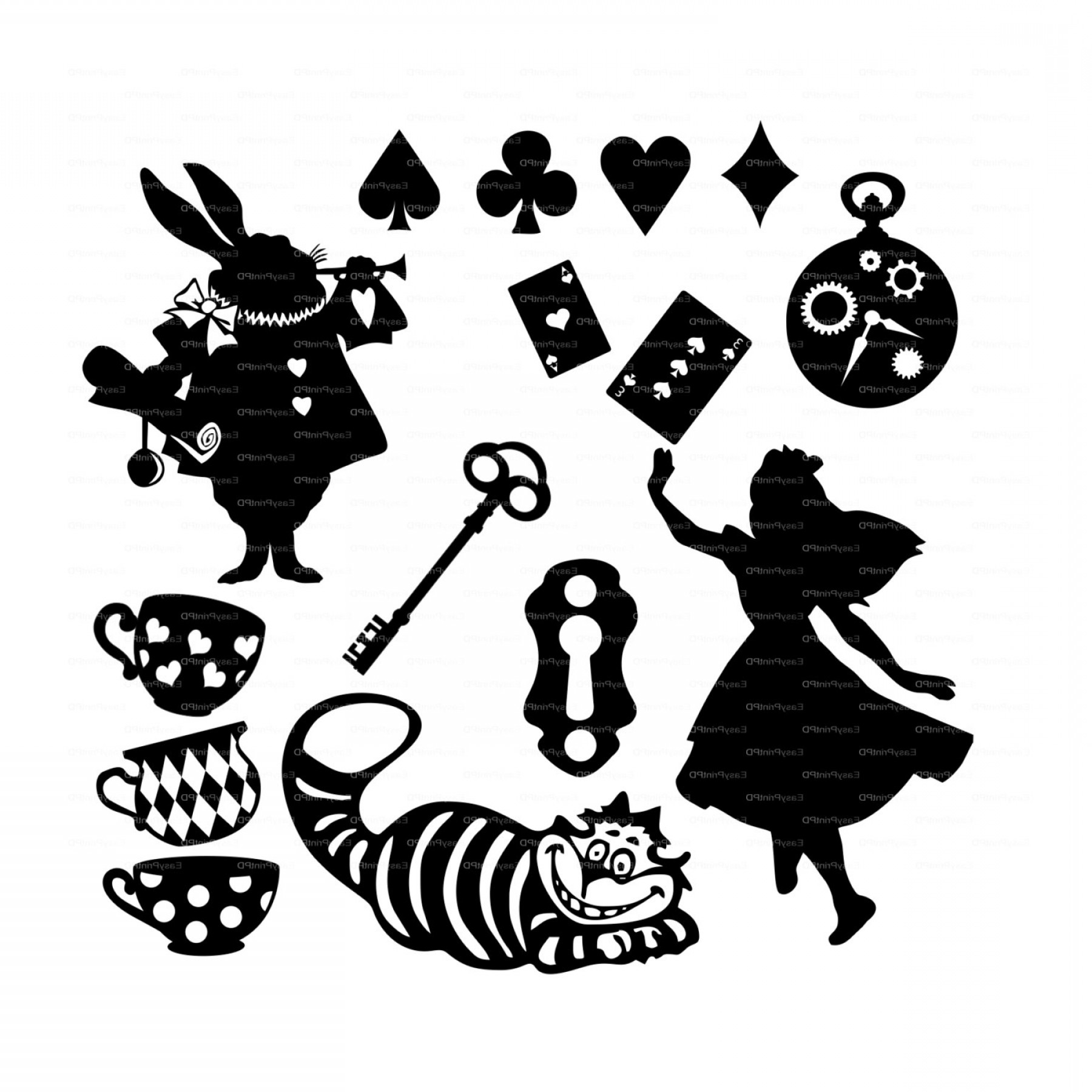 Alice In Wonderland Vectors Overlay Handandbeak. 