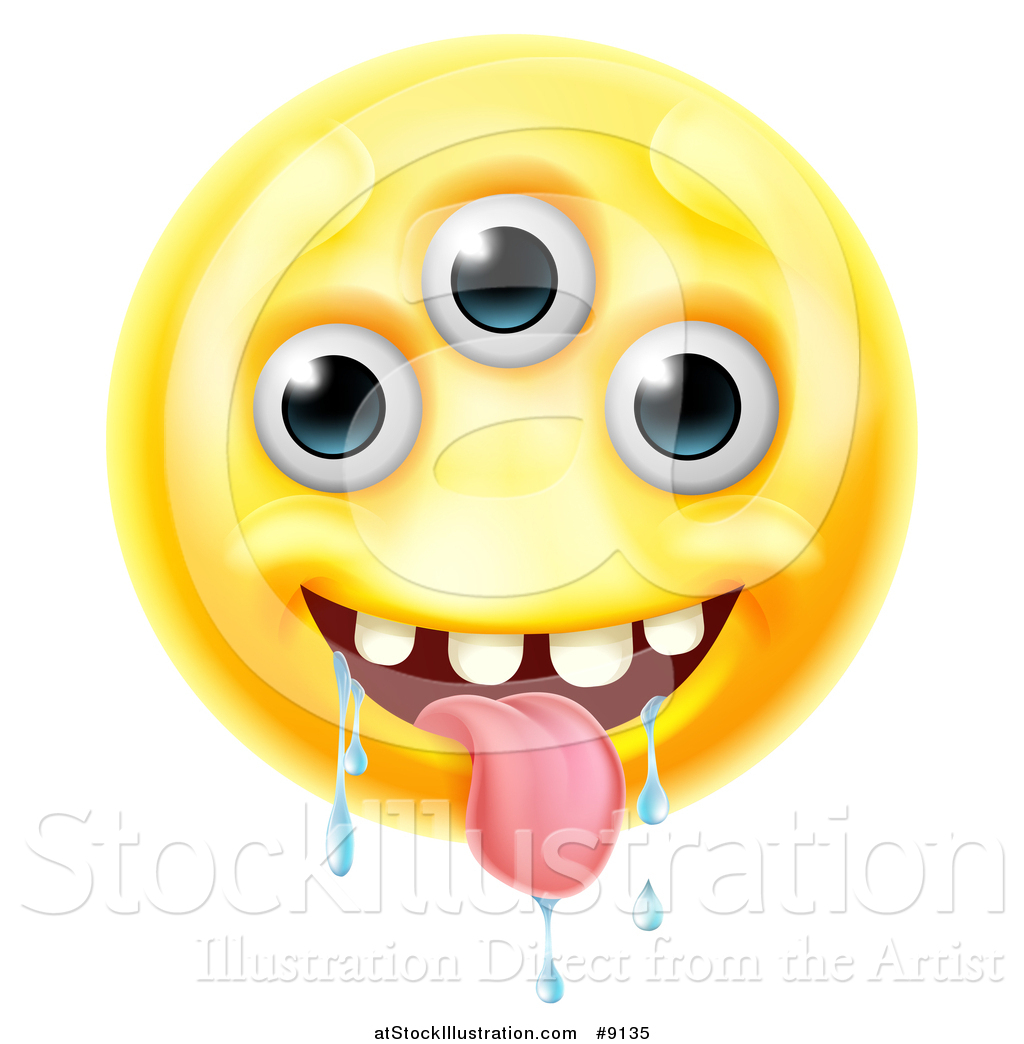 1024x1044 Vector Illustration Of A Yellow Drooling Alien Monster Emoji