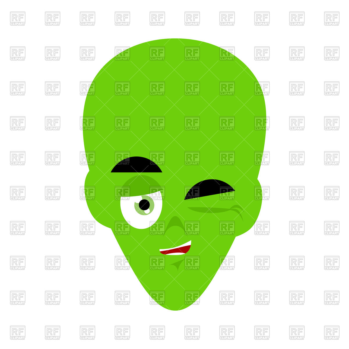 1200x1200 Green Alien Head Winks Vector Image Of People Popaukropa
