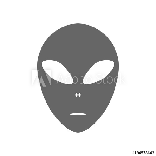 500x500 Alien Face Emoji Martian Head Silhouette Vector Icon