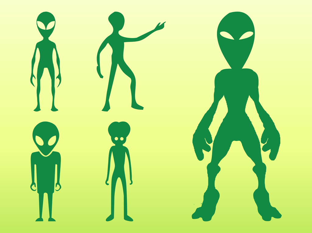 1024x765 Aliens Silhouettes Set Vector Art Graphics