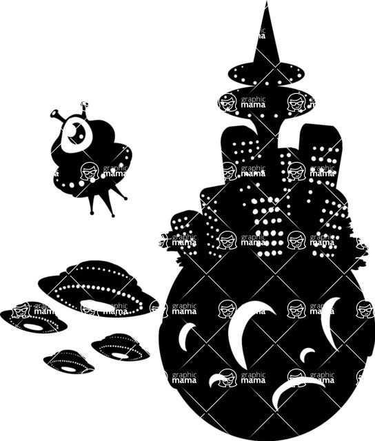 544x640 Alien City In Space Vector Silhouette Graphicmama