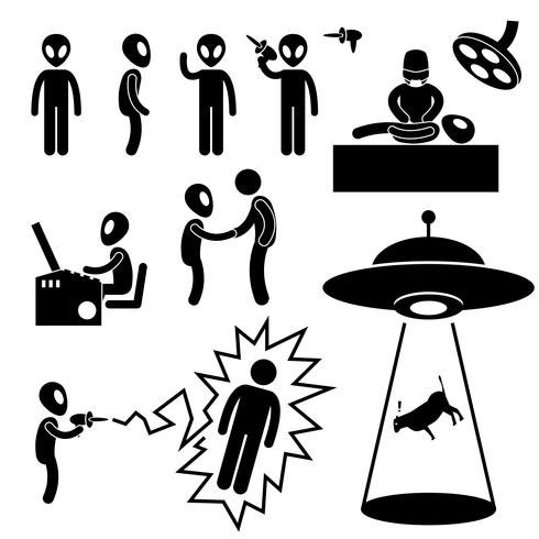 490x490 Ufo Alien Invaders Stick Figure Pictogram Icon