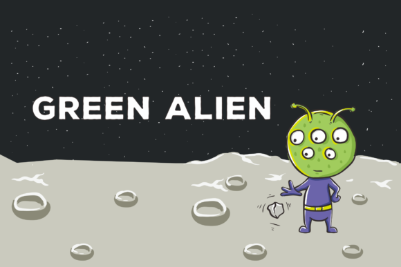580x387 Green Alien Vector Illustration Graphic