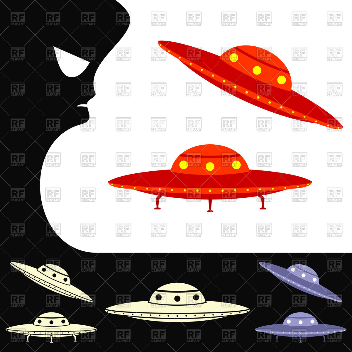 1200x1200 Ufo Cartoon Background With Spaceship And Alien Vector Image