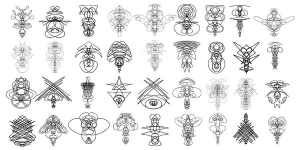 600x300 Set Of Symmetrical Graphic Design Elements Abstract Geometric