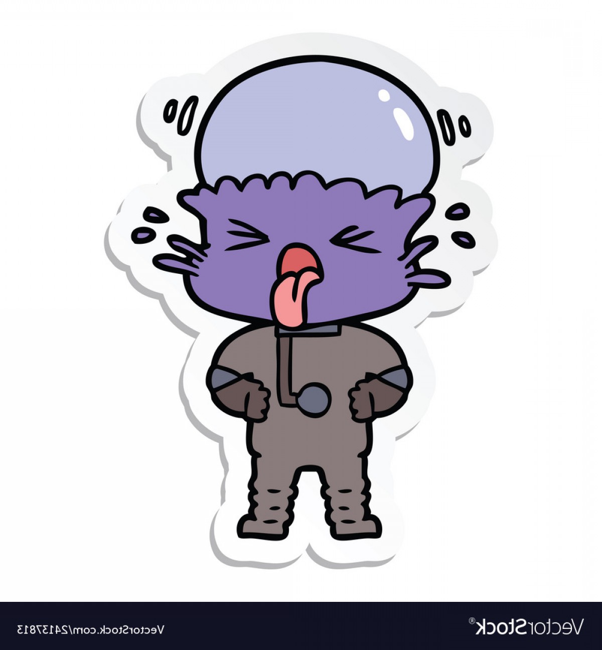 1200x1296 Sticker Of A Disgusted Cartoon Alien Vector Geekchicpro