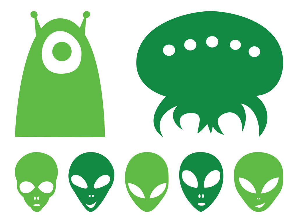 1024x765 Alien Heads Set Vector Art Graphics