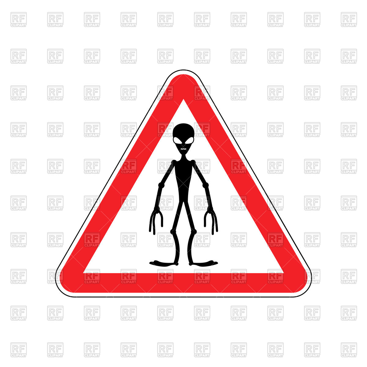 1200x1200 Ufo Warning Sign With Alien Vector Image Of Signs, Symbols, Maps