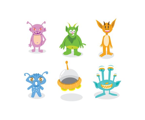 595x490 Cute Aliens Vector