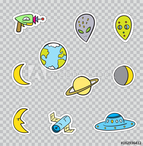 491x500 Patch Badges With Space And Aliens Vector Illustration Isolated
