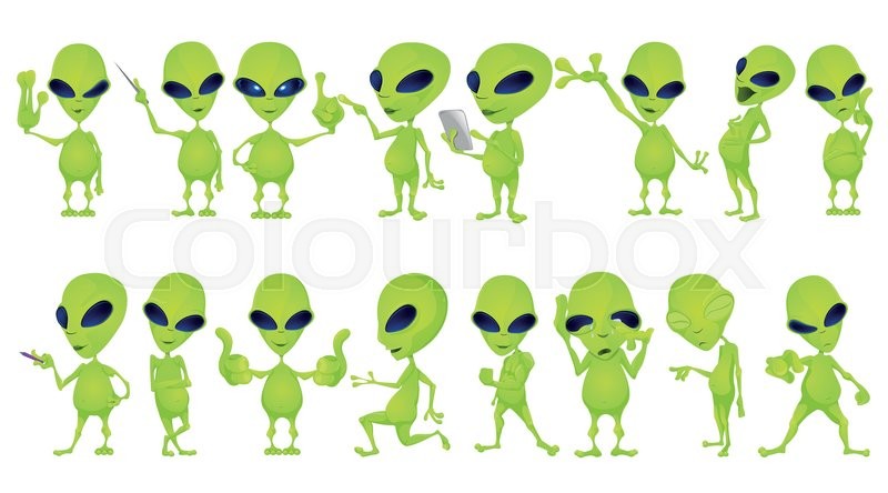 800x444 Set Of Aliens Standing With Crossed Stock Vector Colourbox