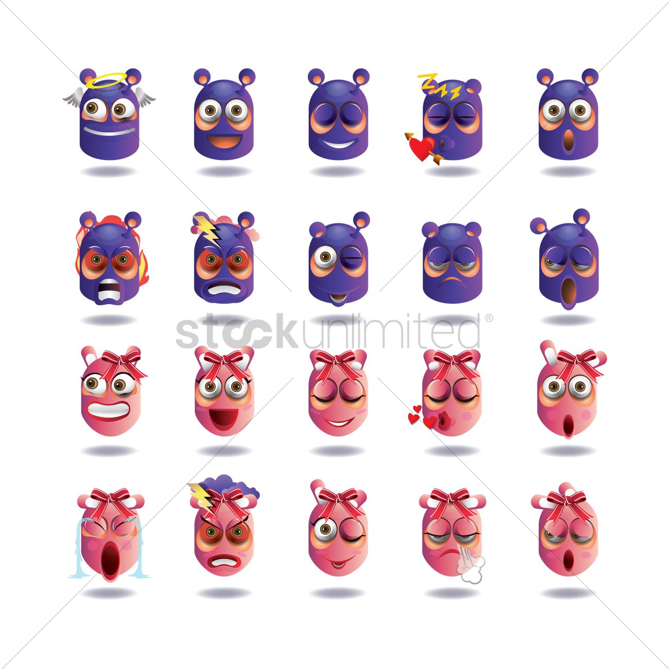 1300x1300 Various Expressions Of Male And Female Aliens Vector Image