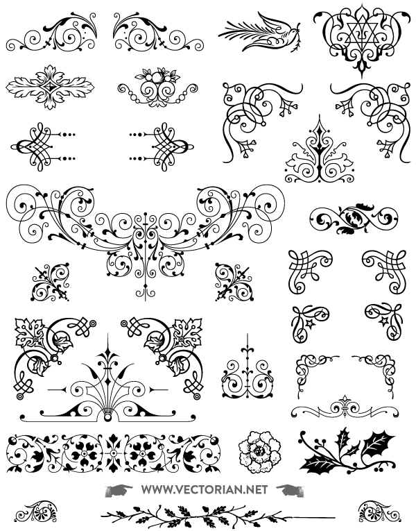 600x765 Download Free Vintage Vector Ornaments Pack