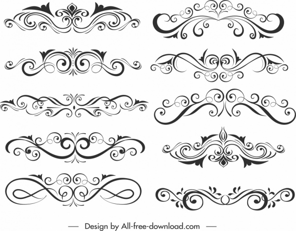 Document Decorative Elements Templates Classical Flat Symmetric 600x468 Document Decorative Elements Templates Classical Flat Symmetric