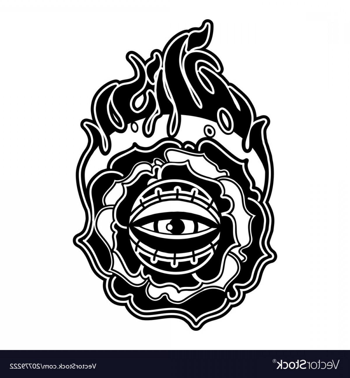 1200x1296 Graphic Flaming Flower And All Seeing Eye Vector Lamaison