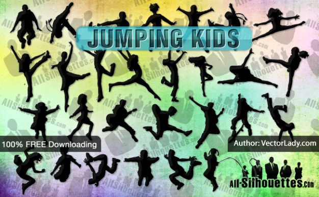 626x387 Vector Jumping Kids All Silhouettes Vector Free Download